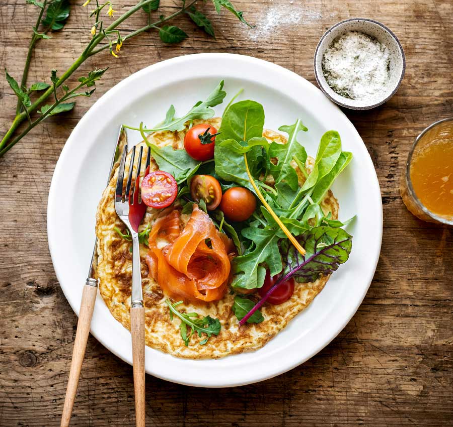 My Good Future Longevity-Ernährungskurs Omelett mit Lachs und Rucola – Longevity-Ernährung zur Unterstützung eines gesunden Lebensstils