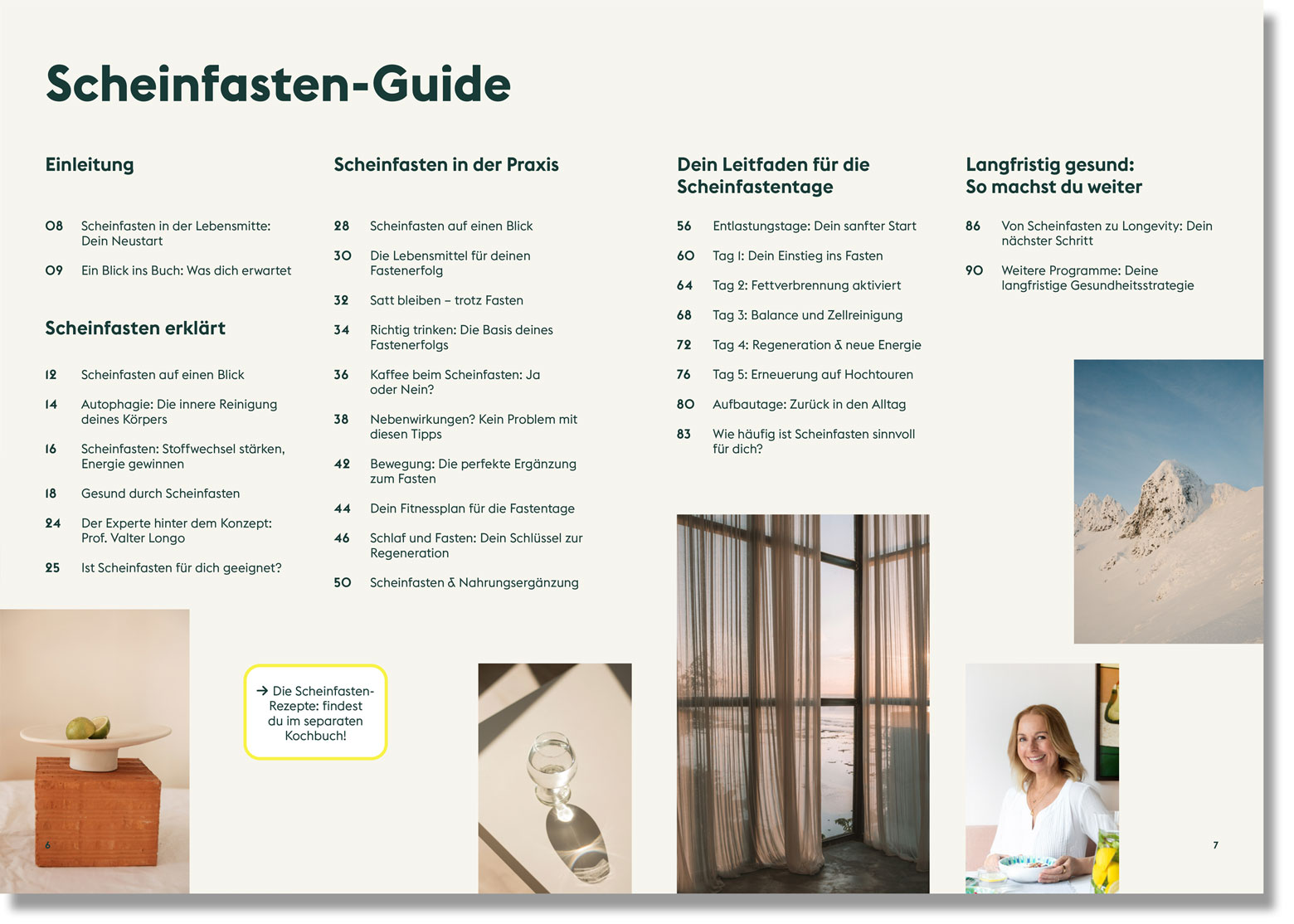 Ein Blick ins Scheinfastenbuch: Die Inhaltsangabe Beispielseite aus dem Scheinfastenbuch: Die Inhaltsübersicht