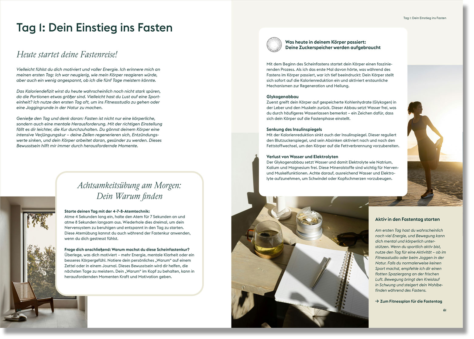 Ein Blick ins Scheinfastenbuch: Der 5-Tage-Plan Beispielseite aus dem Scheinfastenbuch: Der 5-Tage-Plan